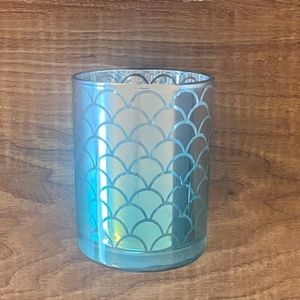 Blue Green Glass Mermaid Scale Candle Holder